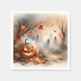 Whimsical Halloween-scen med pumpkin och spöken Pappersservett