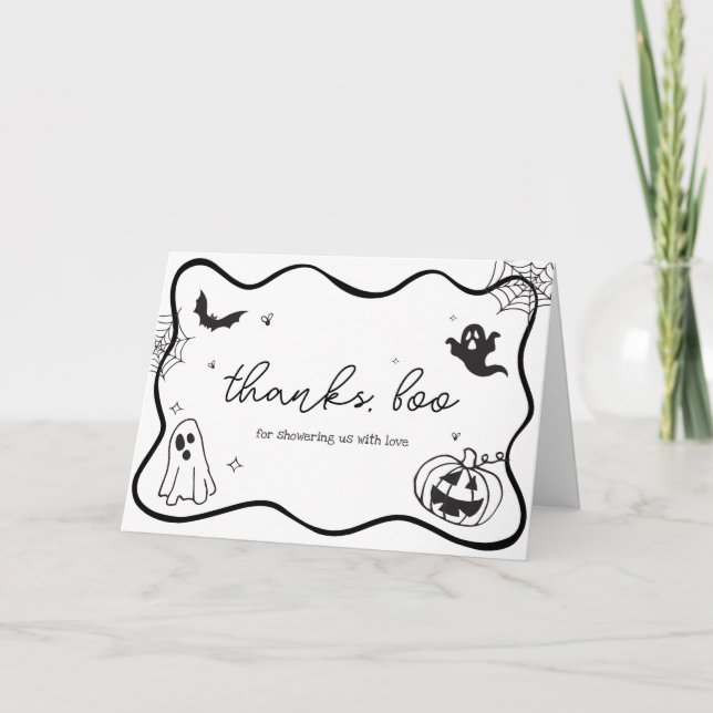 Whimsical Halloween Scribble Baby Shower Tack Kort (Framsida)