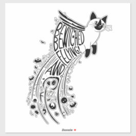 Whimsical Halloween Soar: Siamesiskt katt under fl Klistermärken