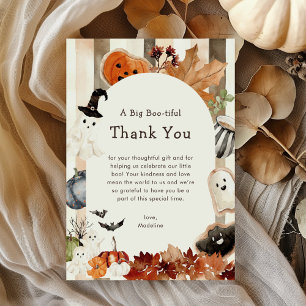 Whimsical Halloween-spöke Pumpa Baby Shower Tack Kort