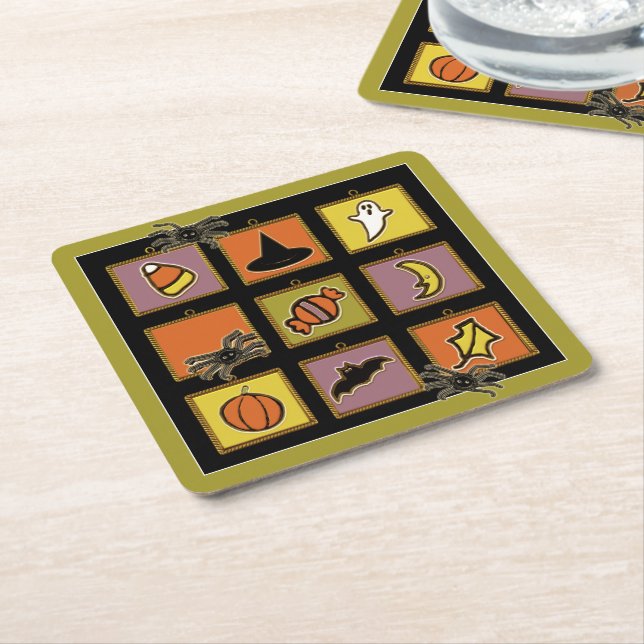 Whimsical Halloween Underlägg Papper Kvadrat (Vinklad)