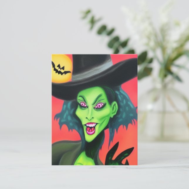 Whimsical Halloween Witch Anteckningskort (Stående Fram)