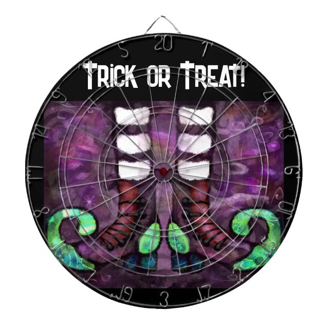 Whimsical Halloween Witch Boots Lila Grönt Darttavla (Framsidan)
