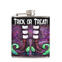 Whimsical Halloween Witch Boots Lila Grönt Fickplunta