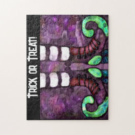 Whimsical Halloween Witch Boots Lila Grönt Pussel