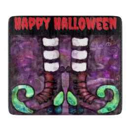 Whimsical Halloween Witch Boots Lila Grönt Red