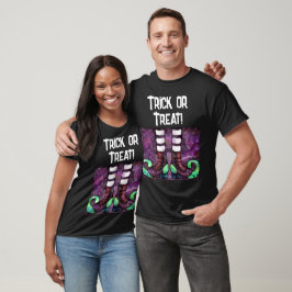 Whimsical Halloween Witch Boots Lila Grönt T Shirt