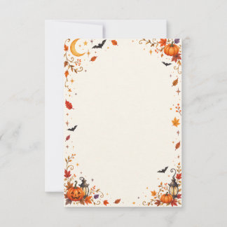 Whimsical Halloween Witch & Friends Greeting Card Kort