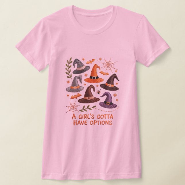 Whimsical Halloween Witch Hat Embroidery Design - T Shirt (Laydown)
