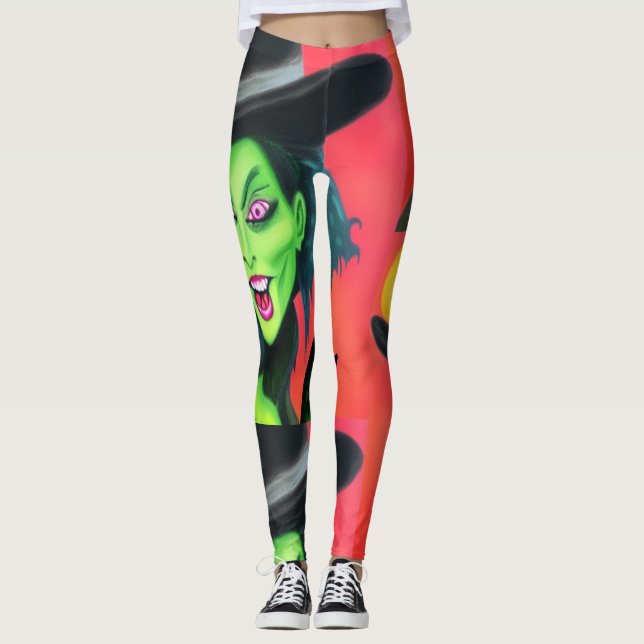 Whimsical Halloween Witch Leggings (Framsida)