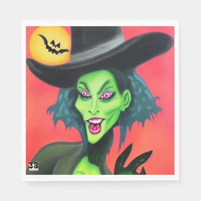 Whimsical Halloween Witch Pappersservett (Framsidan)
