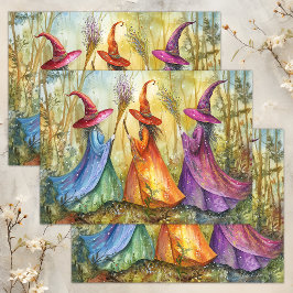 WHIMSICAL HALLOWEEN WITCHES DECOUPAGE