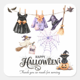 Whimsical Halloweenfest Cute Häxa och Spooky Fyrkantigt Klistermärke
