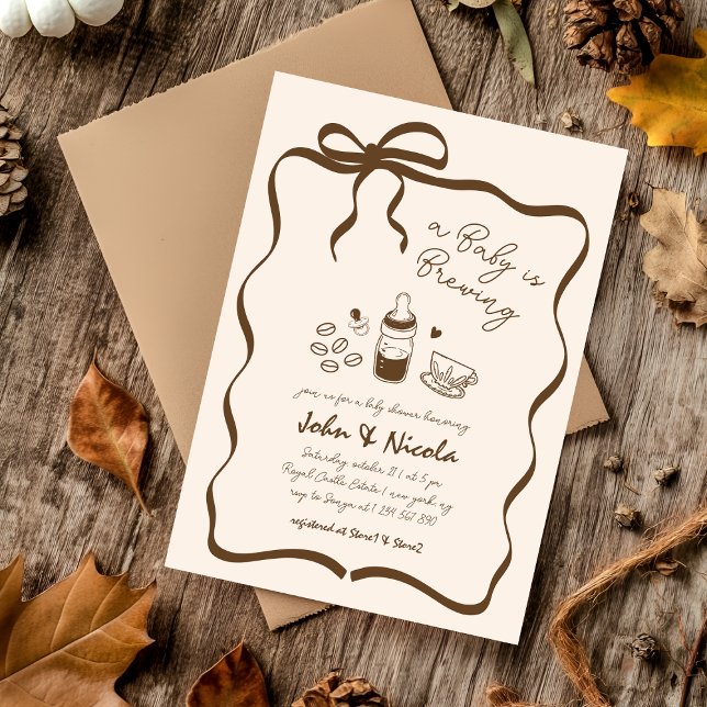 Whimsical Hand Drawn Baby is Brewing Baby Shower Inbjudningar (Skapare uppladdad)