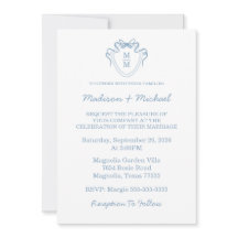 Whimsical Hand Drawn Blue Illustrated Wedding