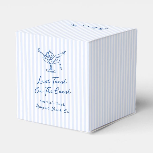 Whimsical Hand Drawn Blue Last Toast on the Coast Presentaskar (Baksidan Sidan)