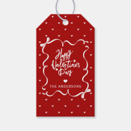 Whimsical Hand Drawn Bow Happy Valentine's Day Presentetikett