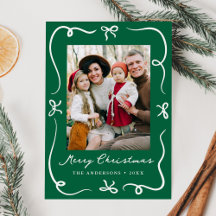 Whimsical Hand Drawn Bows Grönt 2 Fotojul