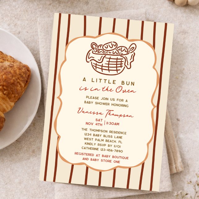 Whimsical Hand Drawn Bun In The Oven Baby Shower Inbjudningar (Skapare uppladdad)