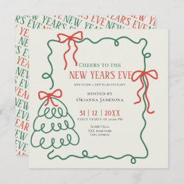 Whimsical Hand Drawn Champagne New Years Eve Party Inbjudningar