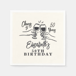 Whimsical Hand Drawn Cheers to 50 Years Birthday Pappersservett