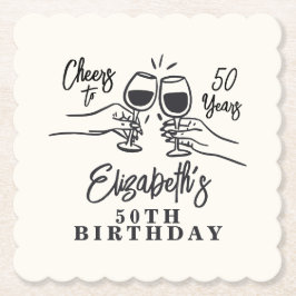 Whimsical Hand Drawn Cheers to 50 Years Birthday Underlägg Papper