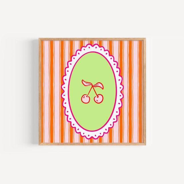 Whimsical Hand-Drawn Cherries Art Poster (Skapare uppladdad)