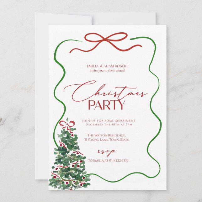 Whimsical Hand Drawn Christmas Party  Inbjudningar (Framsida)