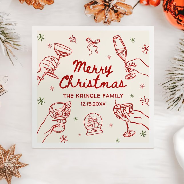 Whimsical Hand Drawn Christmas Party  Pappersservett (Skapare uppladdad)