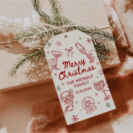 Whimsical Hand Drawn Christmas Party  Presentetikett