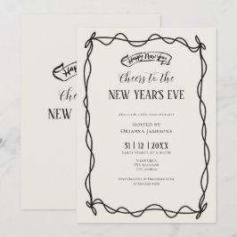 Whimsical Hand Drawn Coquette New Years Eve Party Inbjudningar