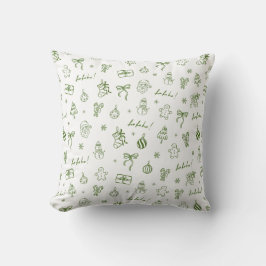 Whimsical Hand Drawn Doodle Green Kudde