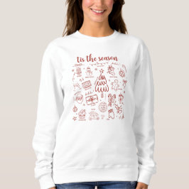Whimsical Hand Drawn Doodle Red T Shirt