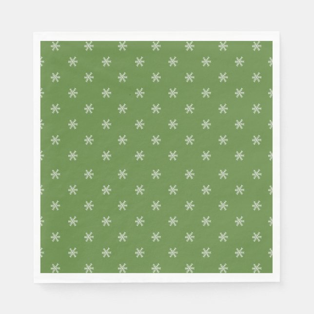 Whimsical Hand Drawn Doodle Snowflake Green Pappersservett (Framsidan)