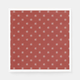 Whimsical Hand Drawn Doodle Snowflake Red Pappersservett