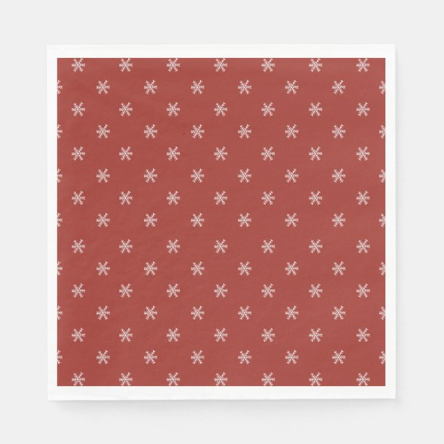 Whimsical Hand Drawn Doodle Snowflake Red Pappersservett (Framsidan)