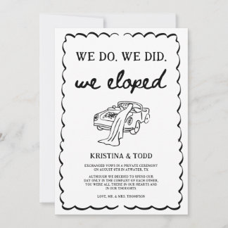 Whimsical Hand Drawn Eloped Wedding Announcement Inbjudningar