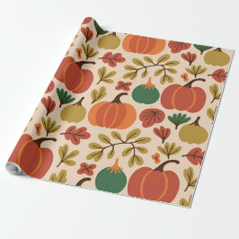 Whimsical Hand Drawn Fall Halloween Pumpkin Seamle Presentpapper