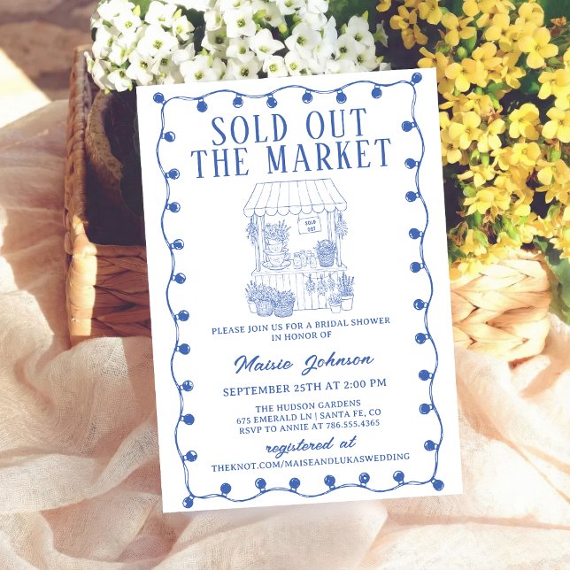 Whimsical Hand Drawn Flower Market Bridal Shower Inbjudningar (Skapare uppladdad)