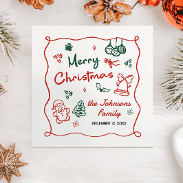 Whimsical Hand Drawn Friendsmas Christmas Party Pappersservett