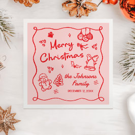 Whimsical Hand Drawn Friendsmas Christmas Party Pappersservett