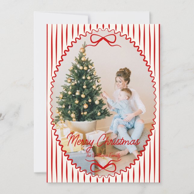 Whimsical Hand Drawn Handwritten Christmas Photo Julkort (Framsida)