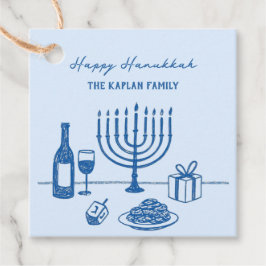 Whimsical Hand Drawn Hanukkah Party Trendy Custom Gåvor Etiketter