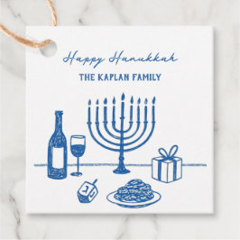 Whimsical Hand Drawn Hanukkah Party Trendy Custom Gåvor Etiketter