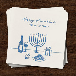 Whimsical Hand Drawn Hanukkah Party Trendy Custom Pappersservett