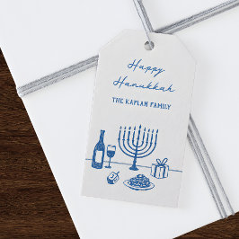 Whimsical Hand Drawn Hanukkah Party Trendy Custom Presentetikett