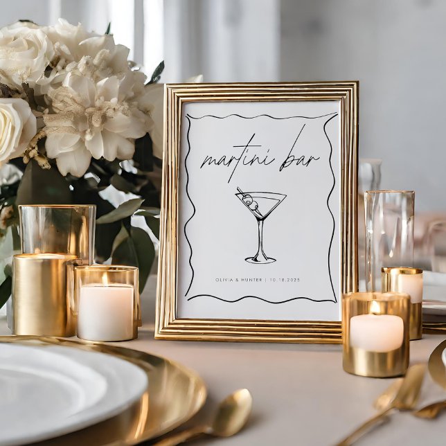 Whimsical Hand Drawn Illustration Martini Pub Sign Poster (Skapare uppladdad)