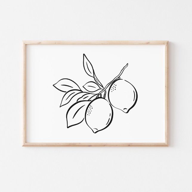 Whimsical Hand-Drawn Ink Lemon Branch Art Poster (Skapare uppladdad)