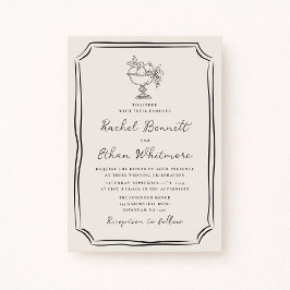 Whimsical Hand-Drawn Ivory Wedding Invitation Meddelande