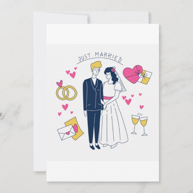 Whimsical Hand-Drawn "Just Married" Couple  (Framsida)